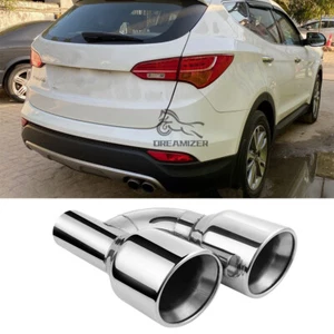 For Hyundai Santa Fe Dual 2.5" in 4" out 11.5" L Quad Exhaust Tip Double Wall - Picture 1 of 13