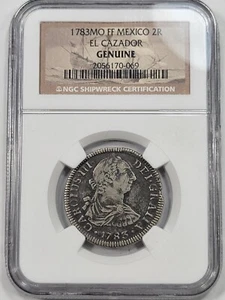1783 Mexico Silver 2 Reales EL CAZADOR SHIPWRECK NGC Certified High Grade *J920 - Picture 1 of 5