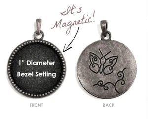 1 Antiqued Copper 1" Beaded Butterfly Interchangeable Magnetic Bezel Set Pendant - Picture 1 of 4