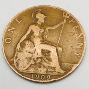 Great Britain One Penny 1909 Bronze Coin Edward VII C30 - Picture 1 of 2