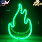 Flame Neon Sign,USB or 3-AA Battery Powered Neon Light,LED Table Green Neon Sign