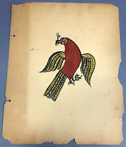 c.1900 Pennsylvania Niederländische Volkskunst Fraktur-Stil Tusche & Gouache Malerei X9TT4 10 - Bild 1 von 4