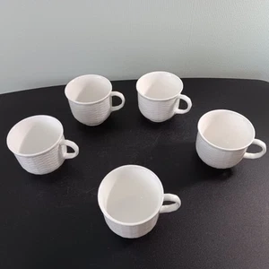 Set Of 5 Wedgwood "Nantucket" White Bone China Basket Teacups - Picture 1 of 7