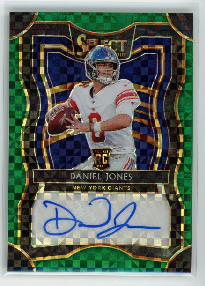 Daniel Jones 2019 Panini Select Rookie Auto Green #/5 #RS-8 New York Giants - Image 1 of 2