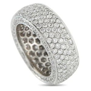 Anillo de banda ancha de diamantes de 5,30 quilates de oro blanco de 14 quilates - Imagen 1 de 4