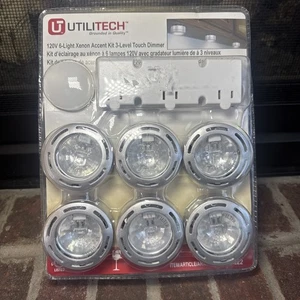 UTILITECH 6 Pack 120V Xenon Sotto Armadio Kit Luci Accento 3 Livelli Touch Dimmer - Foto 1 di 7