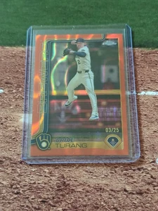 2025 Topps Chrome MLB #109 Brice Turang Orange Lava Refractor Brewers /25 - Picture 1 of 2