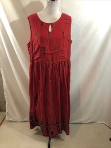 Premier International Red Sleeveless African Print Dress - Womens 3X, Bust 24” - Picture 1 of 4