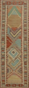 Nomad Vegetable Dye Wool Kilim Handwoven Narrow Runner Rug Reversible Carpet 2x8 - Picture 1 of 11