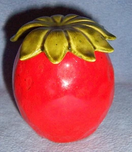 Vintage red strawberry JAM JELLY JAR Server ceramic hand painted MINT with lid - Picture 1 of 3