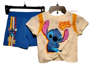 NEW Disney Stitch 2 Piece T-shirt and Short Set Size 4 Girls NWT $38 - Picture 1 of 3