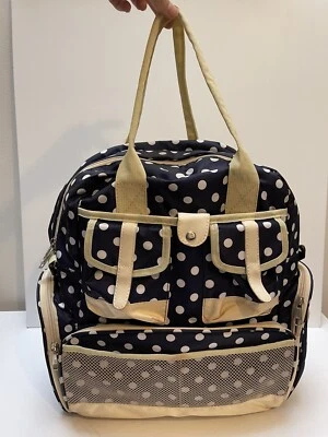 Bolsa de pañales a lunares mochila azul crema almacenamiento biberones Foto 1 de 4