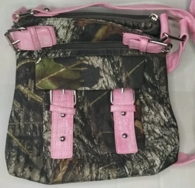 Cartera/bolso de mano Mossy Oak camuflado/rosa detalles muchos bolsillos Foto 1 de 4