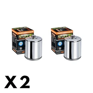 2 Pack Hiflo Chrome Oil Filter for Harley 1690 Road Glide Custom 103/FLTRX 2012- - Picture 1 of 1