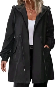 IN'VOLAND Women's Rain Jacket Plus Size 28W Lightweight Hooded Wind/Waterproof - Picture 1 of 4