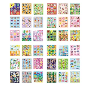 12 Kids Sticker Sheets Kids Party Bag Fillers Scrapbooks Reward Craft 35 Designs - Picture 1 of 37
