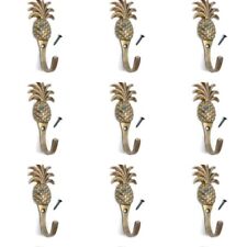 9 small PINEAPPLE BRASS HOOK COAT WALL MOUNTED HANG TROPICAL old style hook 4"B