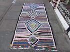 Vintage Traditional Hand Made Oriental Cotton Blue Green Large kilim 274x124cm