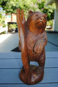 Oso de pie de madera tallada en el árbol 13" - Imagen 1 de 5