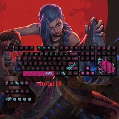 Arcane:League of Legends Jinx Keycap Button PBT Cherry MX 123 Keys For Keypads - Image 1 of 4