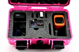 Pink Armourcae 909 case +Precut Black Top GoPro Hero 12 11 10 9 Nanuk 909 foam - Picture 1 of 5