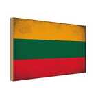 Holzschild Holzbild 30x40 cm Litauen Fahne Flagge Geschenk Deko