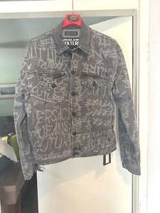 Chaqueta de mezclilla Versace Jeans Couture para hombre 75GAS400 lavado negro patrón £690 auténtica - Imagen 1 de 7
