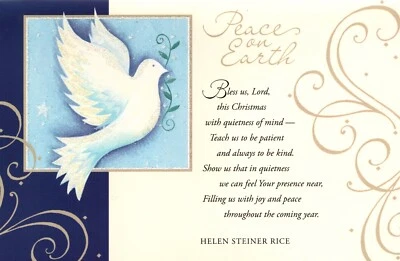 Tarjeta de felicitación Feliz Navidad Paz en la Tierra Paloma Blanca Helen Steiner Arroz Foto 1 de 3