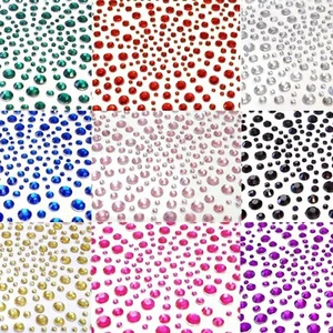 6MM DIAMANTE SHEET Flat Back Self Adhesive Craft Car Card Bag DIY Crystal Gems - Picture 1 of 15