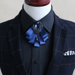 Men Crystal Bow Tie Rhinestone Necktie Bow Knot Pre-Tied Wedding Party Formal - Picture 1 of 14