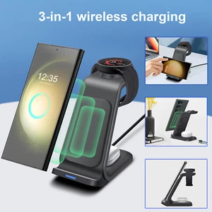3in1 15 W kabellose Ladestation für Samsung Galaxy Watch 6/5 Z Flip5 S24 S23+ - Bild 1 von 26