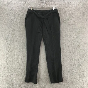 Banana Republic Avery Straight Trouser Dress Pants Womens 4 Petite Black Striped - Picture 1 of 16