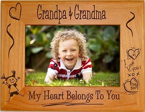 Personalized Wood Picture Frames 4x6 5x7 8x10 Custom Gifts Grandparents Photos - Picture 1 of 19