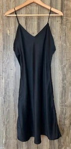 Vintage Y2K Nordstrom Intimates Silk Slip / Dress Black Adjustable Goth Sz XL - Picture 1 of 5