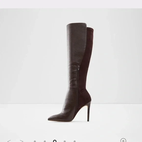 Botas hasta la rodilla ALDO Sophialaan marrón chocolate gamuza/cuero punta puntiaguda - 9 Foto 1 de 4