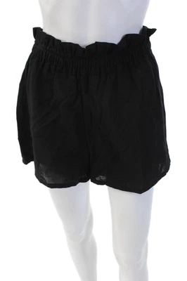 Diza Gabo Womens Cotton Ruffle Detail High Waisted Shorts Black Size M/L - Image 1 of 4