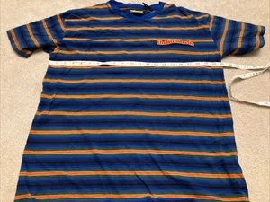 The HUNDREDS Striped T-Shirt Men's Size Medium Blue Short Sleeve Crew Neck Logo - Picture 1 of 8