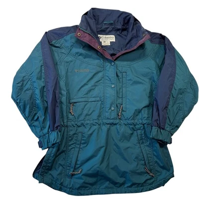 Vintage Columbia Sportswear Anorak Jacket Womens L Teal Blue Purple Pullover 90s - Image 1 of 4