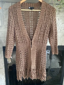 CAROLE LITTLE WOMENS BROWN CARDIGAN SWEATER BOHO SIZE MEDIUM - Picture 1 of 2