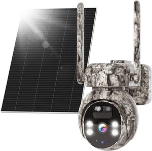 Solar Trail Cam Wireless Outdoor, 2k Color Night Vision, Without WiFi Need-Camo - Picture 1 of 8
