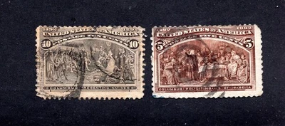 United States 1893 group of stamps Mi#77+80 used CV=20.4$ - Image 1 of 2