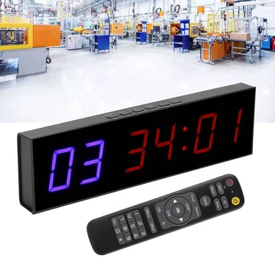 US Plug Gym Timer Intervall 6 Bit LED Workout Countdown Up Stoppuhr mit Fernbedienung - Bild 1 von 4
