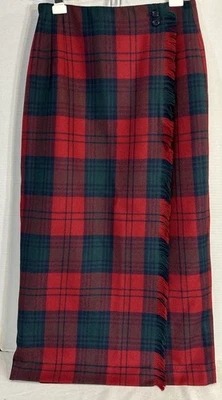 Винтажная женская красно-зеленая клетчатая шерстяная юбка Rafaella размер 10 - Изображение 1 из 4