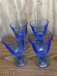 Vintage Tiffin Franciscan Canterbury hellblau Glas 4 Wasserkelche LESEN - Bild 1 von 11