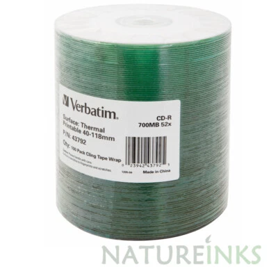 100 Verbatim Blank CD-R 700MB 52x Thermal Printable CD Discs 43792 Everest Prism - Image 1 of 3