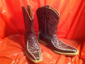 Kids Cowboy Boots Aventureros Black Leather US 13 Mex 20 Silver Amethyst - Picture 1 of 5