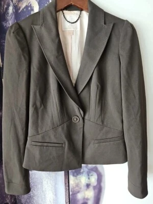Blazer para mujer REBECCA TAYLOR de un solo pecho 1 botón marrón talla 4 Foto 1 de 4