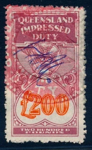 Australia - 1939 Queensland Revenue BF274 , £200 Impressed Duty stamp, 2 - Picture 1 of 4