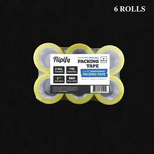 6 rollos grandes cartón sellado embalaje transparente cinta de envío 2 mil 2" x 110 yardas - Imagen 1 de 6