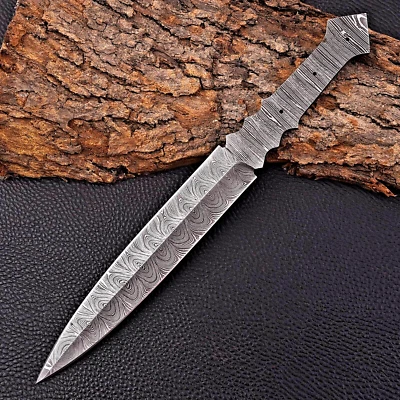 M DAMASCUS CUSTOM MADE HAND FORGED DAMASCUS STEEL BLADE BLANK BOOT DAGGER KNIFE 2862